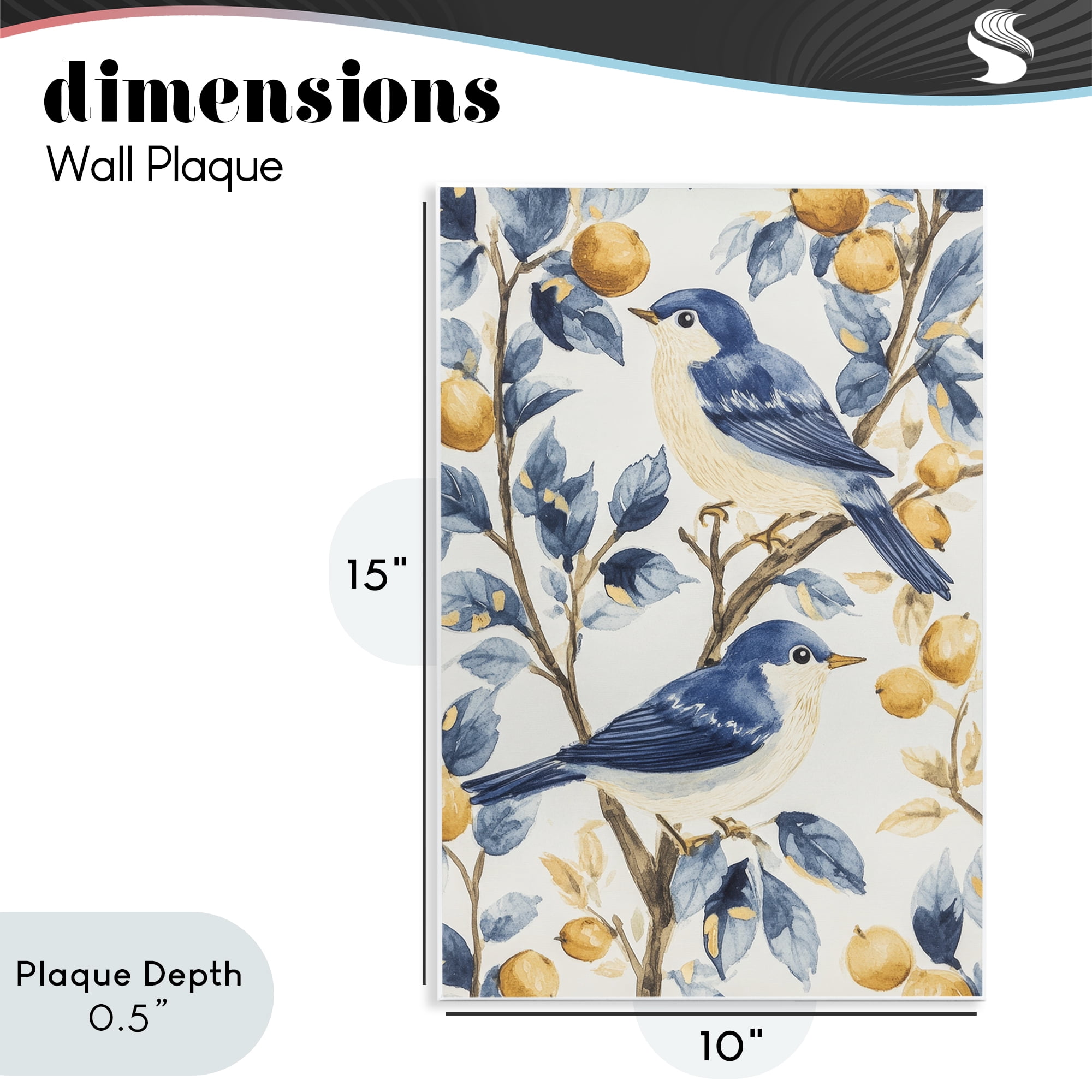 Stupell Industries Sweet Blue Birds on Lemon Branch Wall Plaque Art, design by Petal Prints Design