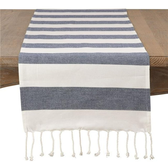 SARO 2616.NB1672B Coton à Rayures Pompon - Bleu Marine