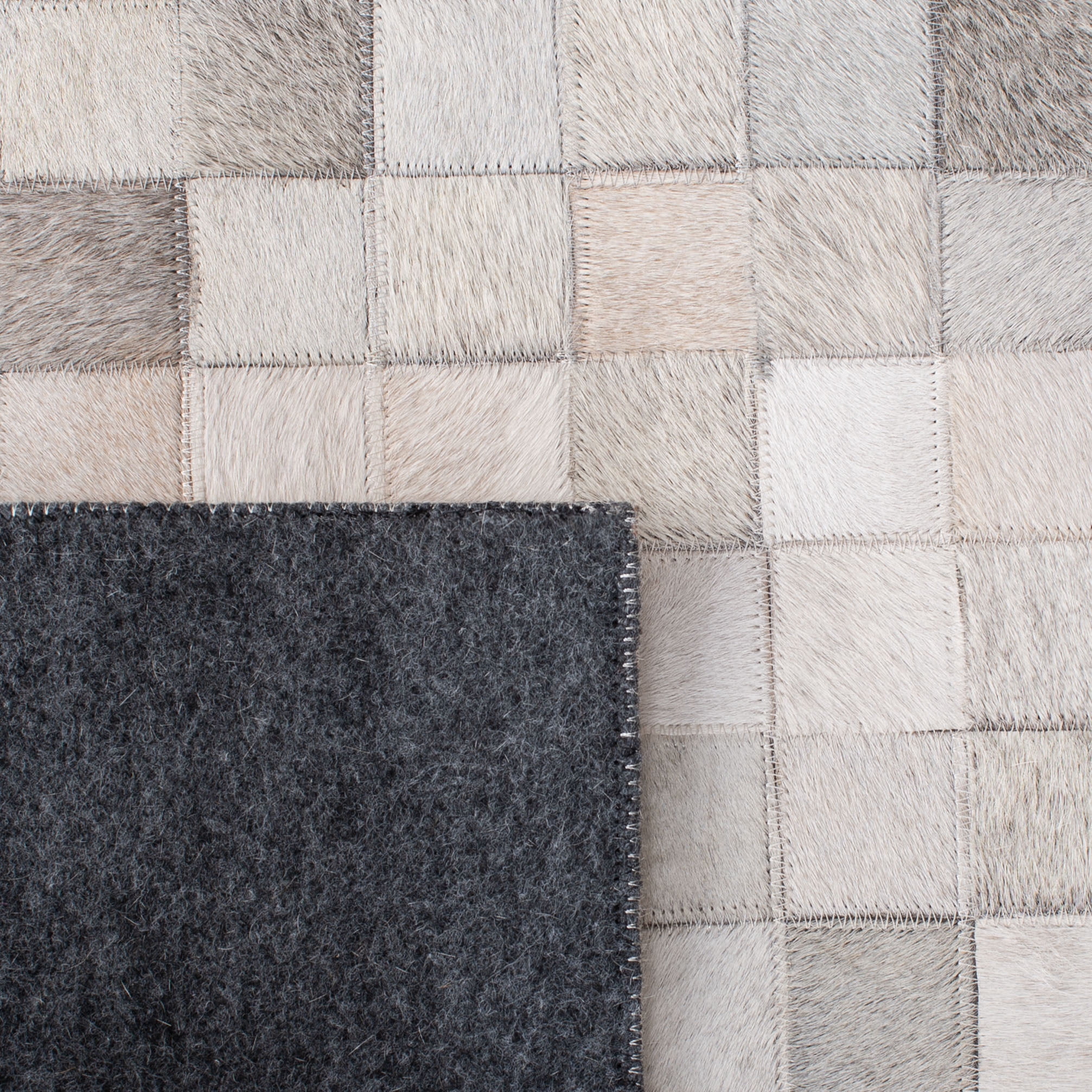SAFAVIEH Studio Leather Cherette Geometric Area Rug, Ivory/Black, 9' x 12'