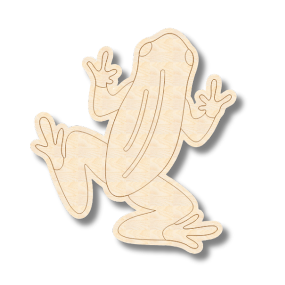 Unfinished Wood Etched Poison Dart Frog Shape | Paint By Line Crafts 4" / 1/8"