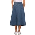 thumbnail image 3 of Faldas de mezclilla para mujer Inspire Chic, de cintura alta, en línea A, faldas de jean casuales con bolsillos, azul vintage S, 3 of 6