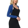 thumbnail image 5 of INSPIRE CHIC Women's Bolero Shrugs Long Sleeves Spring Summer Cotton Knit Open Front Crop Shrugs XS Royal Blue, 5 of 7