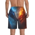 thumbnail image 3 of KLL Red And Blue Fire Dragon E Men's Casual Summer Beach Shorts Hawaiian Shorts with Pockets-Small, 3 of 5