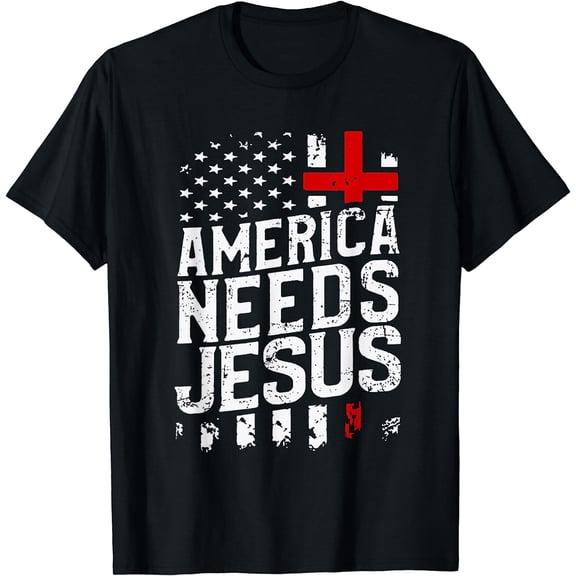 America Needs Jesus T-Shirt Black 2X-Large