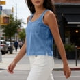 thumbnail image 6 of ClodeEU Women's Solid Color Crew Neck Denin Tank Top, Casual Sleeveless Jean Tops Light Blue,Women's Plus XXL, 6 of 8