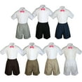 thumbnail image 1 of 3pc Set Boy Toddler Formal Party Coral BowTie White Navy Black Khaki Shorts S-4T, 1 of 2