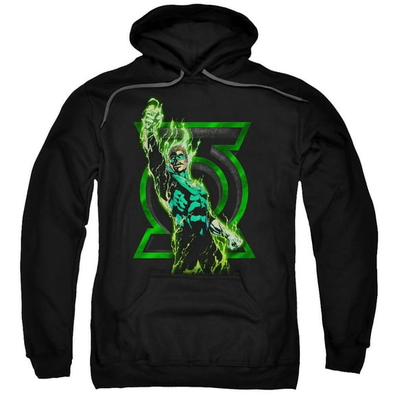 Green Lantern Men's  Fully Charged Hooded Sweatshirt Black