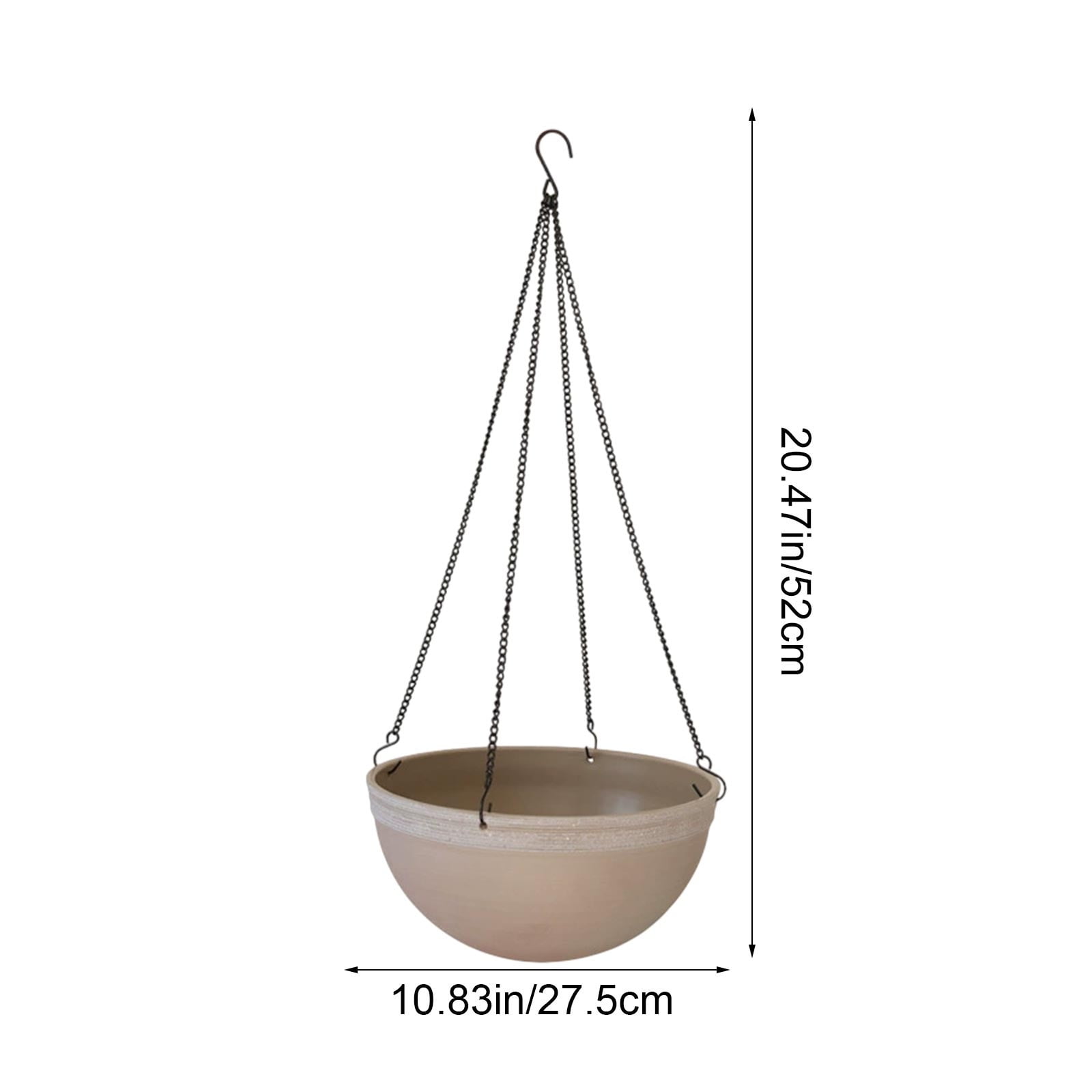 Red Beige Hanging Flower Pot for Ivy Succulents Plants, Large Plastic Garden Planter Basket with Chain, Outdoor Indoor Lazy Person Gardening Decor for Patio Balcony Porch Wall