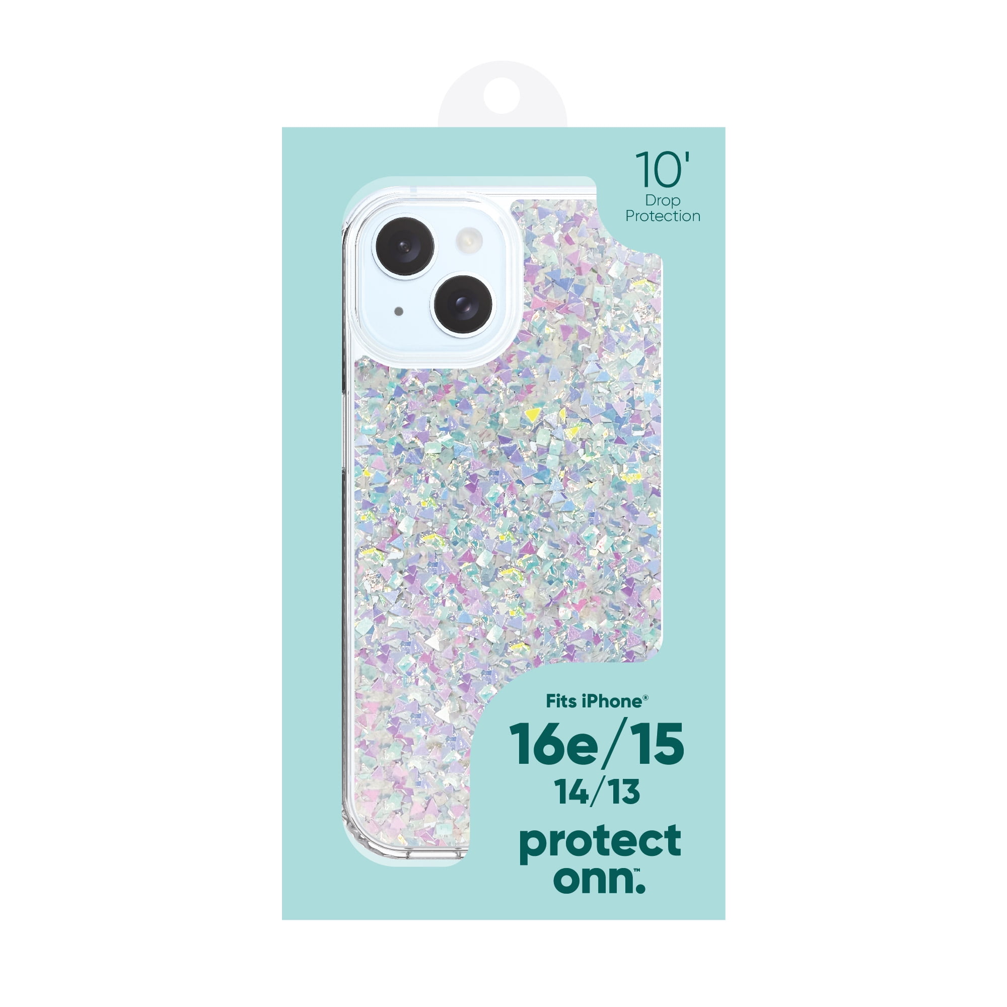 onn. Phone Case for iPhone 17e / iPhone 16e / iPhone 15 / iPhone 14 / iPhone 13 - Iridescent Glitter Fleck