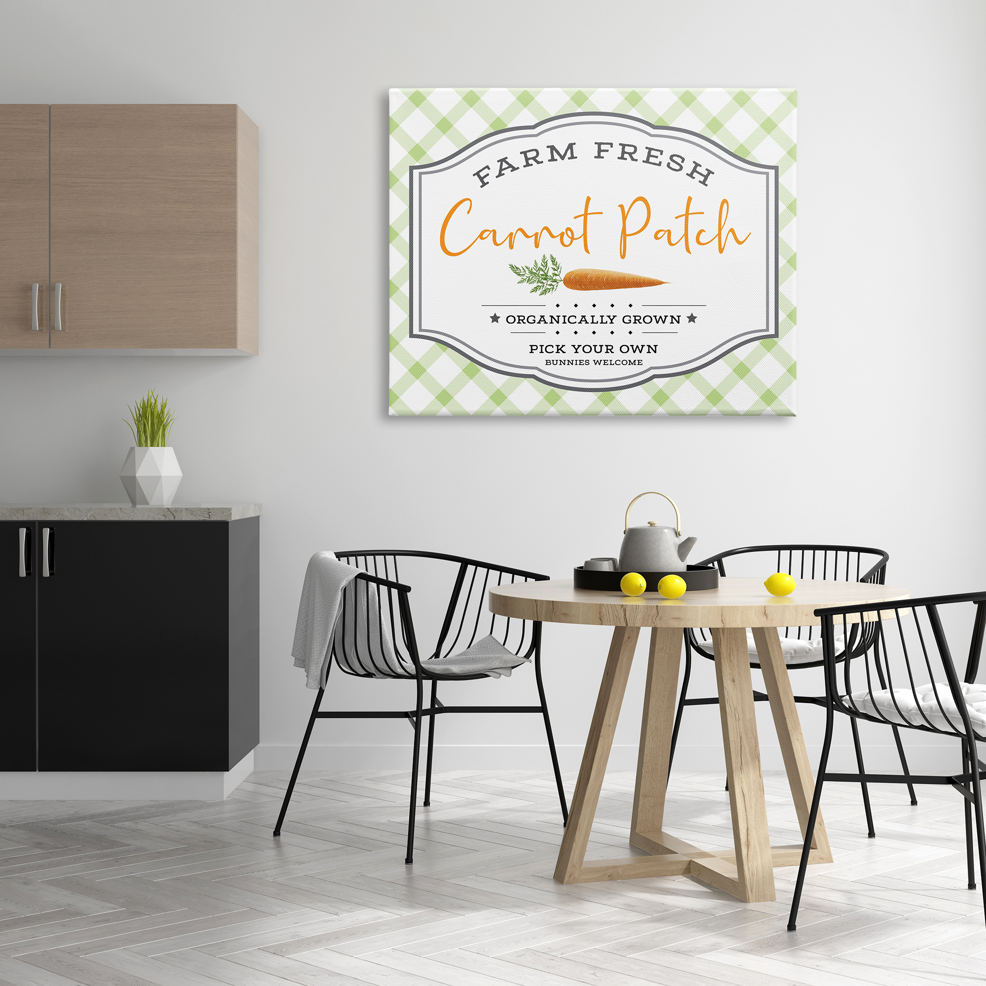 Stupell Industries Farm Fresh Carrot Patch Country Sign Green Plaid, 36 x 48, Designed by AE Design