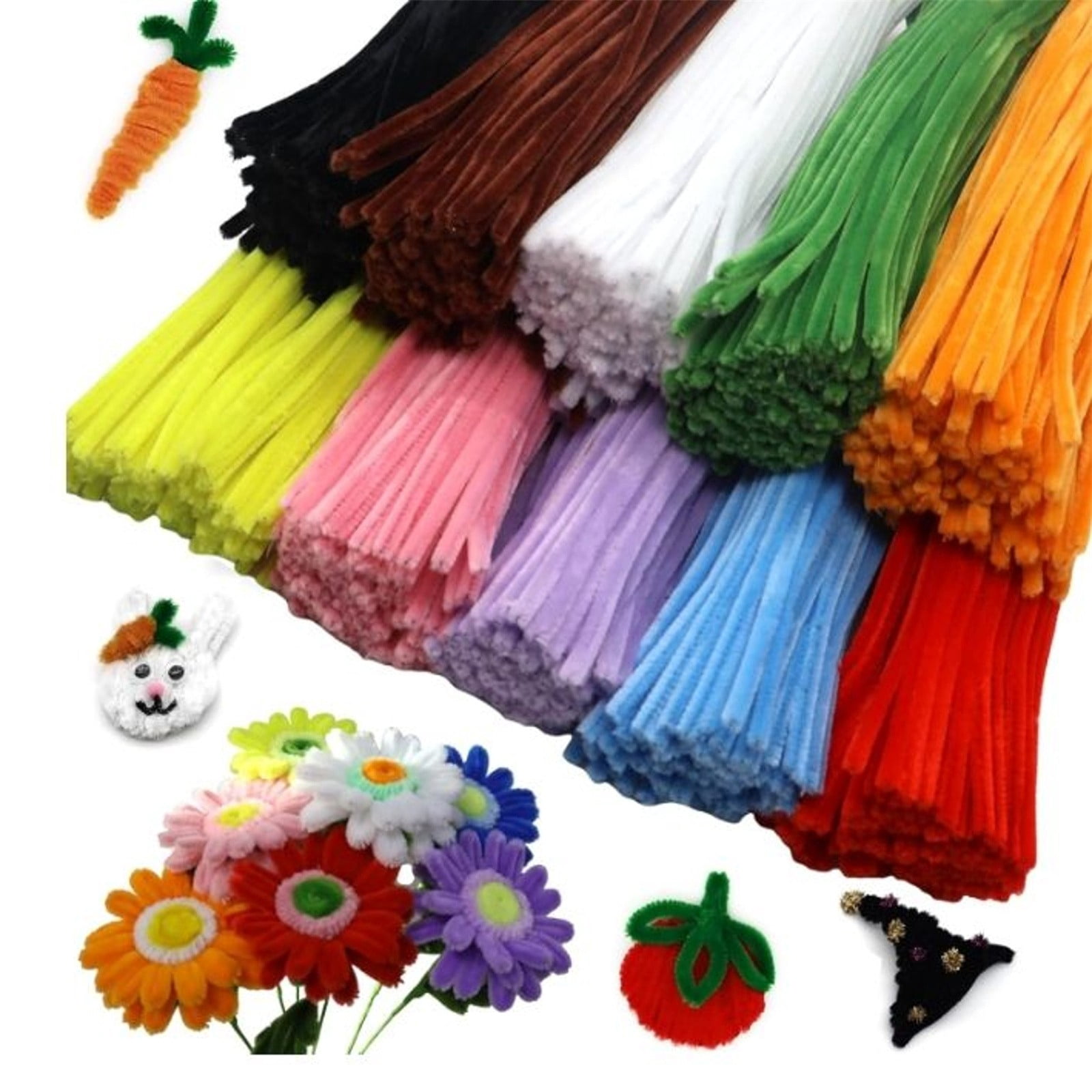 Pipe Cleaners Craft Set, 100/400 Pcs Chenille Stems with Floral DIY Accessories, Multicolor Flexible Craft Stems for Art Crafts & Decorations