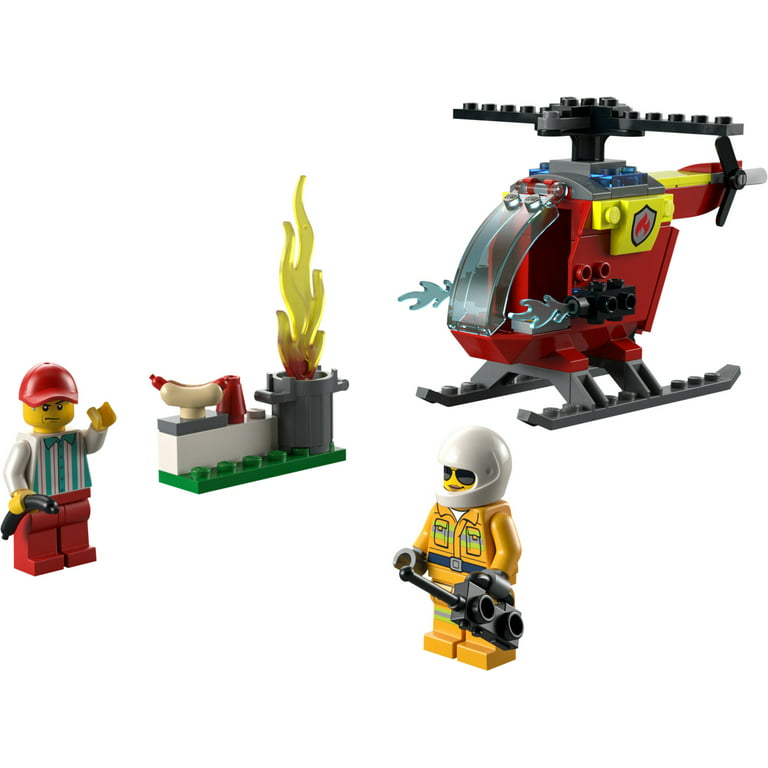 stak ulykke Forskel LEGO City Fire Helicopter Toy 60318 for Preschool Kids, Boys and Girls 4  plus Years Old, with Firefighter Minifigure & Starter Brick - Walmart.com
