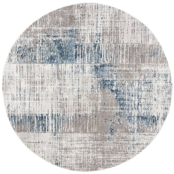 SAFAVIEH Craft Emmet Abstract Area Rug, Grey/Blue, 4' x 4' Round