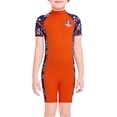 thumbnail image 1 of Buceo vela chico traje de neopreno corto traje de baño manga corta pantalones de manga corta un piezas de cuello redondo snorkel traje de baño para surfear nadar buceo naranja l Noticed OD003669-03, 1 of 7