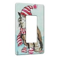 thumbnail image 1 of KuzmarK™ 1 Gang Rocker Wall Plate - Maine Coon Kitty with Winter Cap and Mittens Cat Art by Denise Every, 1 of 1