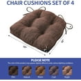 thumbnail image 2 of Chair Cushions for Dining Chairs Set of 4, Kitchen Chair Cushions, Chair Pads with Ties and Non Slip Backing, Tufted Memory Foam Seat Cushion 4 Pack, 18" x 18" x 4", Brown, 2 of 13