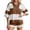 Brown, variant on Women's Striped Shorts Suit V Neck Oversized Shirt and Shorts Casual Summer Activewear 2 Piece Set Blue L