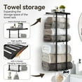 thumbnail image 3 of Towel Rack for Bathroom Towel Holder with Shelf & 6 Hooks Sturdy Metal 3 Tier Towel Storage Rack Wall Mounted Towel Rack for Rolled Towels Storage and Organizer, Black, 3 of 17