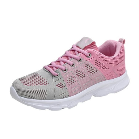 

Sneakers for Women Ladies Shoes Color Matching Fashion Mesh Breathable Lace-Up Flat Heel Casual Sneakers Womens Sneakers Mesh Pink 42