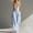 Light Blue, variant on Women's Wide‑Leg Cargo Jumpsuit, Spaghetti Strap Button‑Front Overall with Functional Pockets Pink L(L)