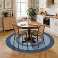 thumbnail image 2 of Modern Bordered Round Area Rug 4ft Washable Bedroom Circle Rugs Non Slip Stain Resistant Dining Room Round Throw Carpet Contemporary Circle Mats for Living Room Kitchen Nursery, Blue, 2 of 9