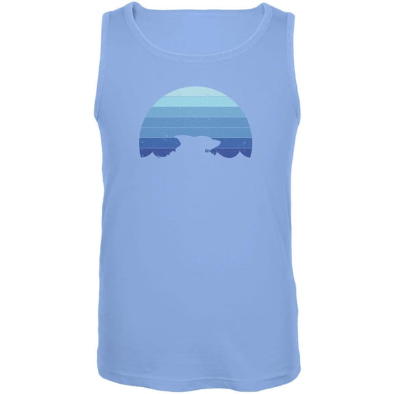 Ocean Shark Retro Sunset Blue Mens Tank Top Carolina Blue SM