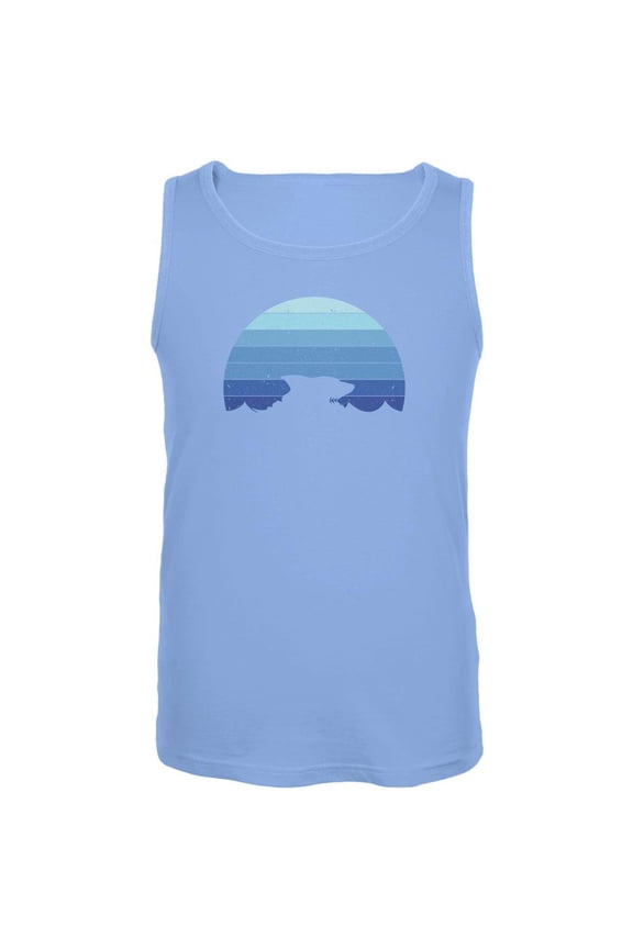 Ocean Shark Retro Sunset Blue Mens Tank Top Carolina Blue MD