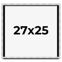 27x25 Frame Brushed Silver Solid Wood Picture Frame | 0.75 Inch Moulding Width | Rabbet Depth 0.75