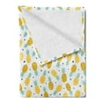 thumbnail image 2 of Exotic Soft Flannel Fleece Blanket, Hand Drawn Pineapples and Hearts Doodle Fresh Summer Food Illustration, Cozy Plush for Indoor and Outdoor Use, 60" x 80", Yellow Sea Green Black, by Ambesonne, 2 of 5