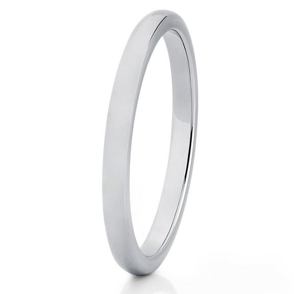 2mm Tungsten Ring Silver Gray Tungsten Wedding Band Tungsten Carbide Ring Women's Ladie's Classic Dome Shape Band 5.5