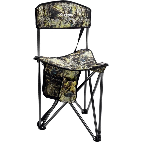 Folding Hunting Chair with Backrest, Lightweight Outdoor Seat with Cup Holder, Storage Pocket & Shoulder Strap, Supports Up to 250 lbs
