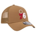thumbnail image 3 of Men's New Era Tan Philadelphia 76ers 9FORTY A-Frame Trucker Adjustable Hat, 3 of 6