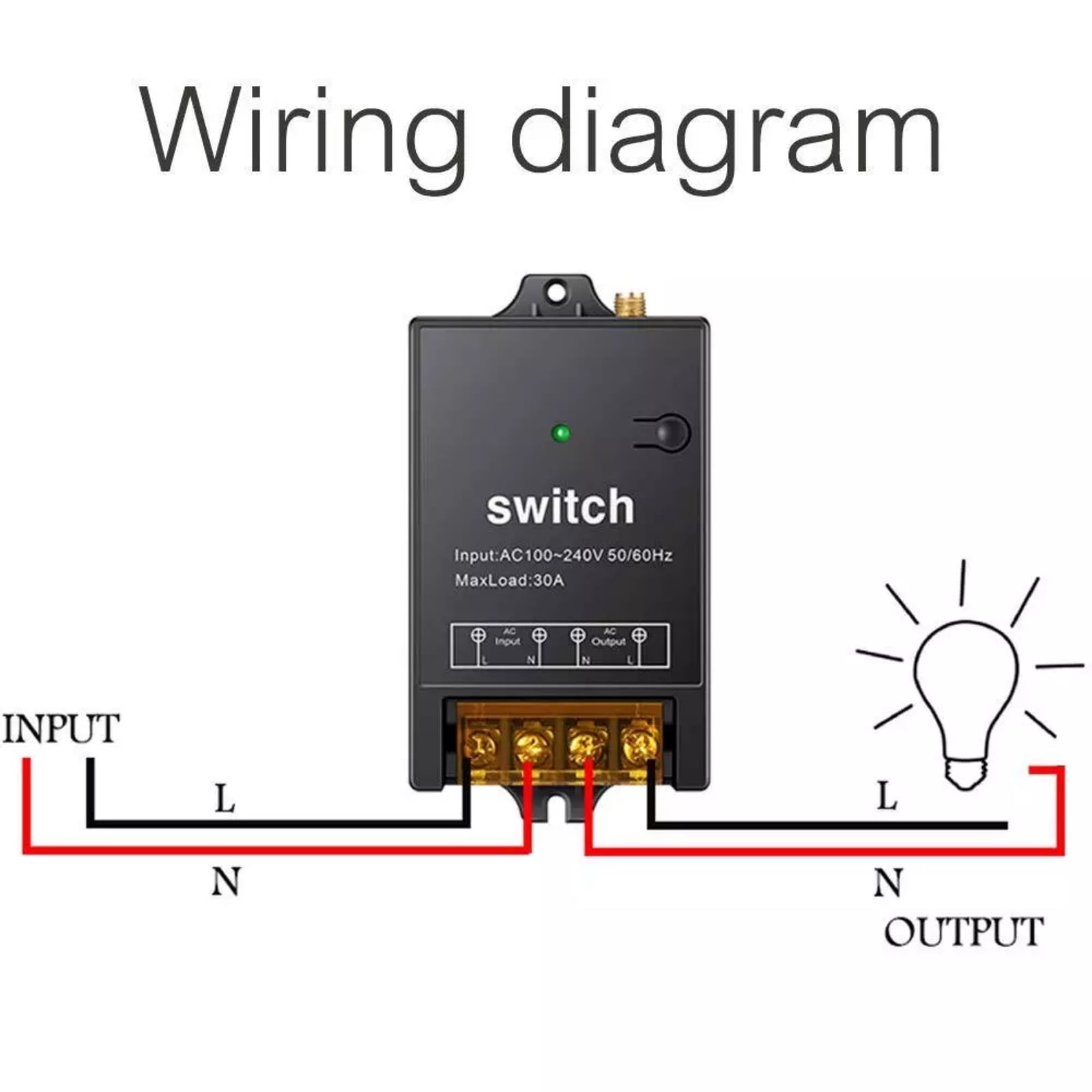 Secure Learning Code Remote Switch for Electric Water Heaters, Fans 30A Max Load