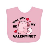Inktastic Axolotl Will You Be My Valentine with Red Hearts Boys or Girls Baby Bib