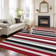 thumbnail image 3 of Red Grey Washable Living Room Rugs 5'x8', Black Stripe Abstract Geometric Vertical Stripes Low Pile Throw Large Area Rug Non-Slip Sturdy Edge Binding Carpet for Living Room Kitchen Office, 3 of 9