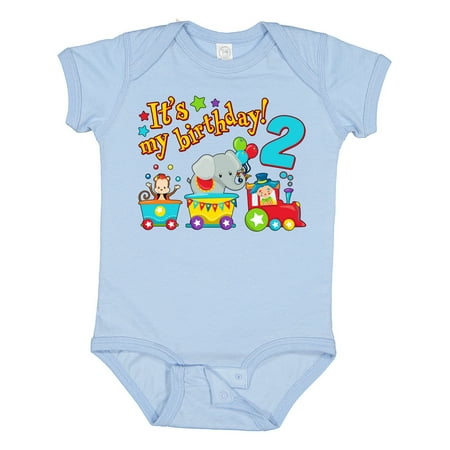 

Inktastic Its My Birthday- Circus Train 2nd Birthday Gift Baby Boy or Baby Girl Bodysuit