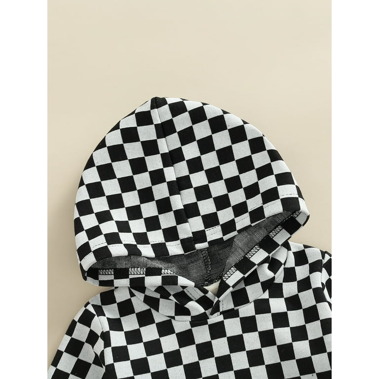 Baby Boy Girl Clothes Checkerboard Long Sleeve Hoodies Sweatshirt