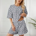 thumbnail image 2 of biudgviw Pajama Sets for Women 2 Piece Print Short Sleeve Loungewear Comfy Soft Crew Neck T-Shirts with Elastic Waist Shorts Sleepwear Set, 2 of 7