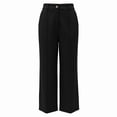 thumbnail image 4 of Linen Pants Women High Waist Straight Leg Button Zip Pocket Loose Daily Wide Leg Sweatpants Women Black L, 4 of 6
