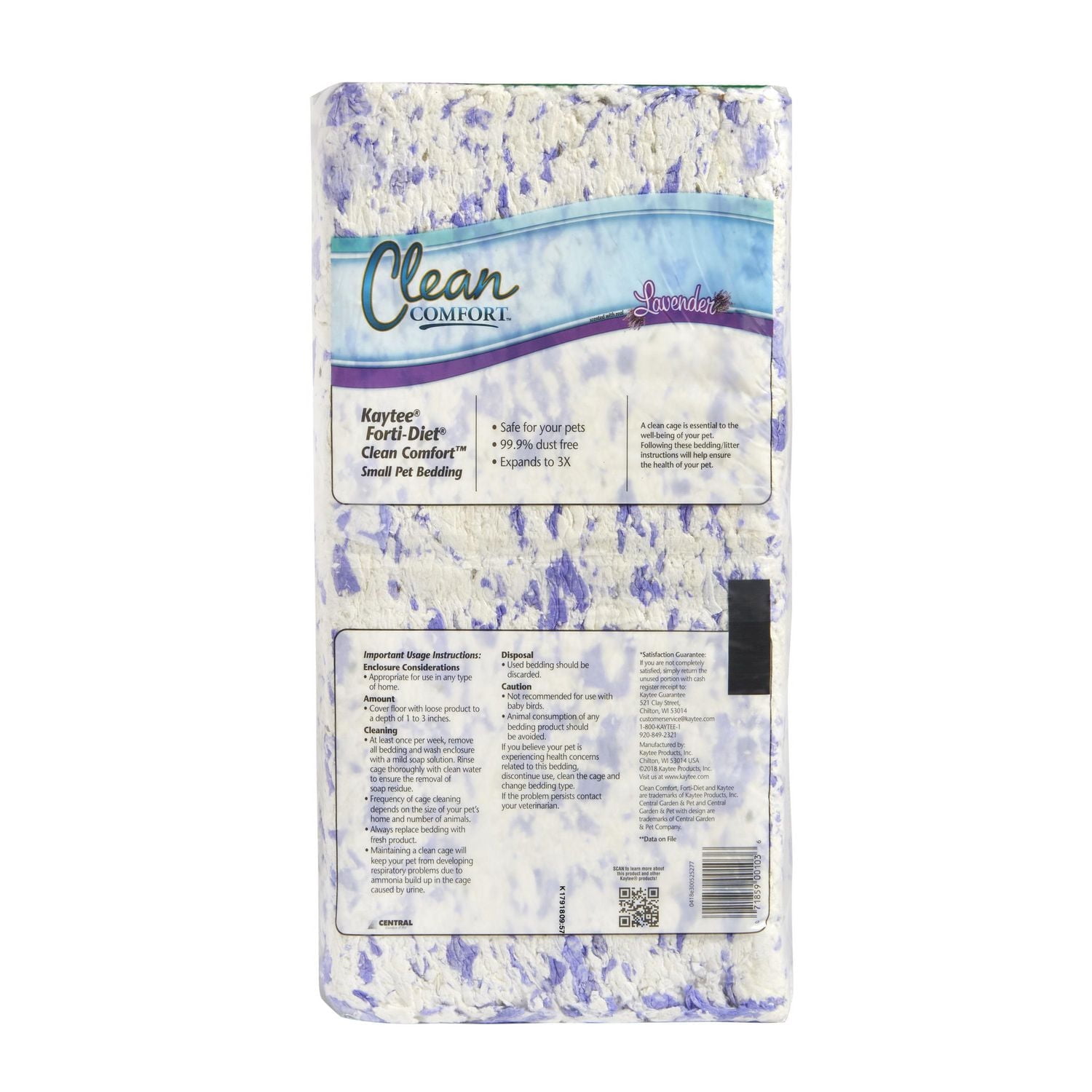 Kaytee Forti-Diet Clean Comfort Lavender Bedding, Lavender 24.6 Liters