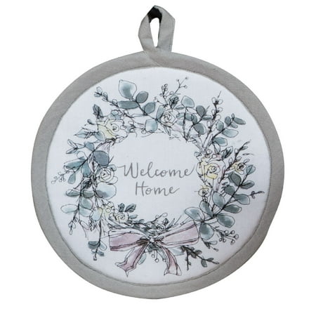 

Modern Farmhouse Welcome Home Wreath Round Kitchen Pot Holder