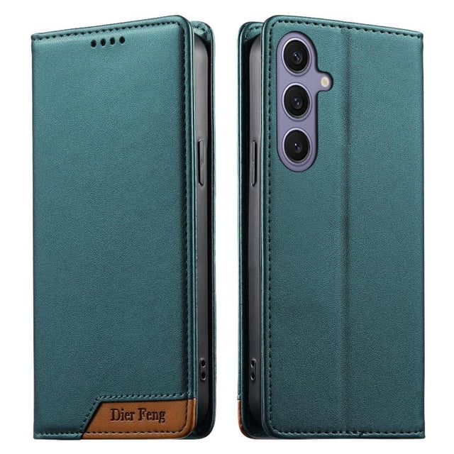 Funda Tipo Cartera de Cuero Sintético para Samsung Galaxy S24 Plus Bloqueo RFID, con Ranuras para Tarjetas y Bolsillo para Efectivo, Cierre Magnético Fuerte Verde