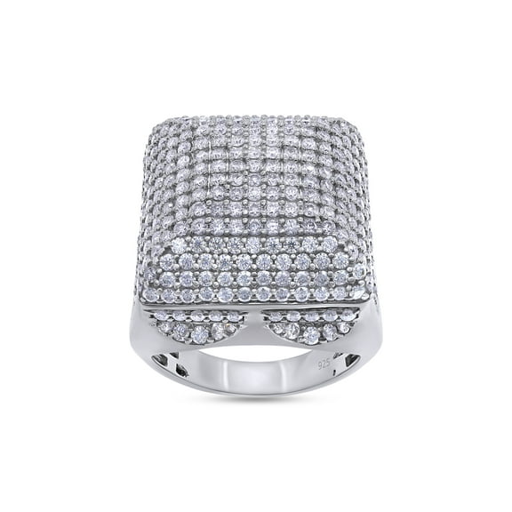 4 1/4 Carat Round Cut Lab Created Moissanite Diamond Men's Cluster Dome Anniversary Wedding Band Ring In 14K White Gold Over Sterling Silver Jewelry Gift For Men (VVS1 Clarity, 4.25 Cttw)-8