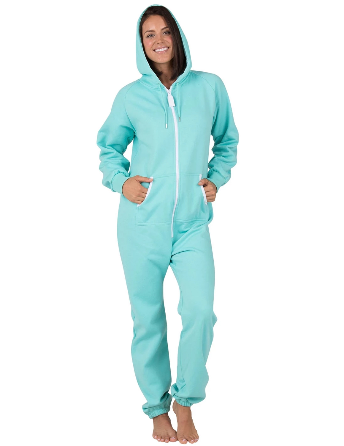 Footed Pajamas Joggies Aruba Blue Adult Footless Hoodie Onesie