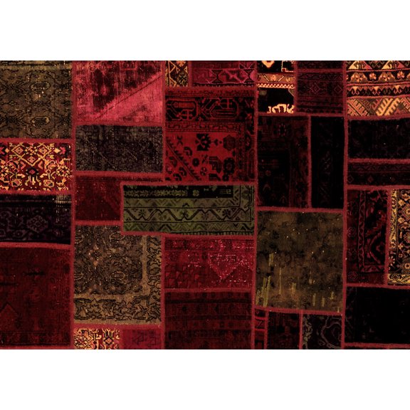 Ahgly Company Indoor Rectangle Patchwork Orange Transitional Area Rugs, 2' x 5'