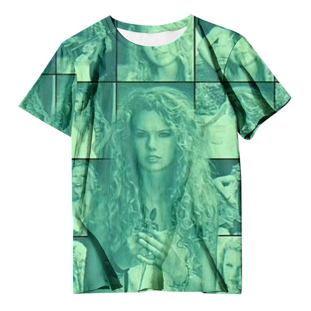 TayIor Sw1ft Chemises, Tylor Sw1ft Merch, Tylor Sw1ft, Chemises Blouse à Manches Courtes à Col Rond Imprimées Décontractées de Mode pour Femmes, T-Shirts Graphiques pour Amatrices de Musique pour Femmes TKFASHION Vert TG
