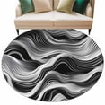 thumbnail image 6 of Abstract Waves Round Rug 5ft Washable Circle Kitchen Rugs Non Slip Black Grey Modern Geometric Striped Large Area Rug Indoor Floor Carpet for Bedroom Living Room Home Office Dining Room Nursery, 6 of 8