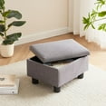thumbnail image 4 of Small Foot Stool Under Desk Foot Stools Ottoman Footstool Foot Stools Small Footstools Foot Stool for Living Room Foot Rest 15" W x 12" D x 9.5" H Linen Dark Grey, 4 of 18