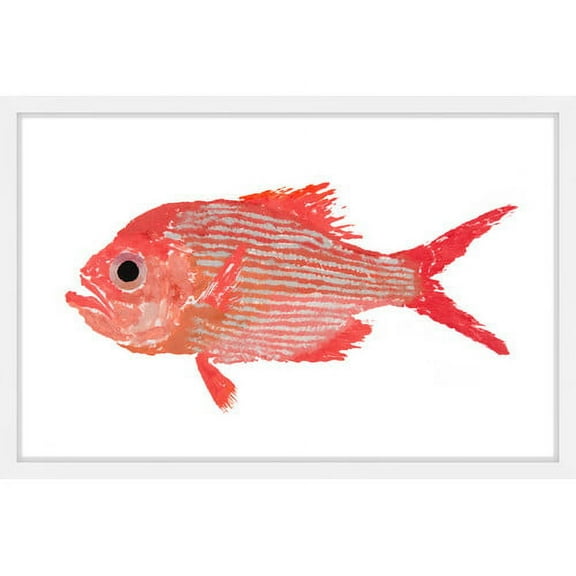 Marmont Hill "Red Striped Fish" by Michael Pantalos Framed Painting Print