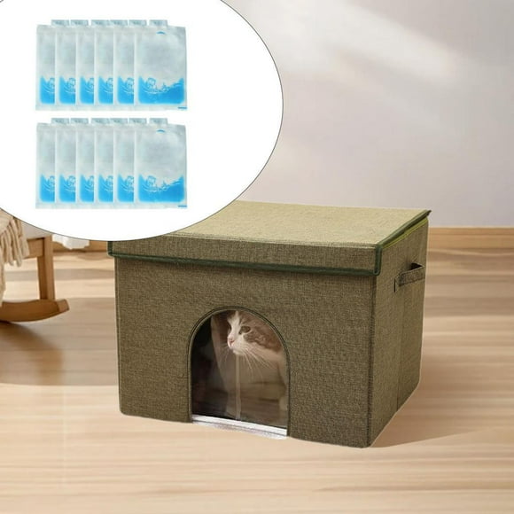 House de gato de enfriamiento con 12 paquetes de congelador Hideaway Villa lavable Villa Pequeño Pet Refugio para accesorio para mascotas de gato al